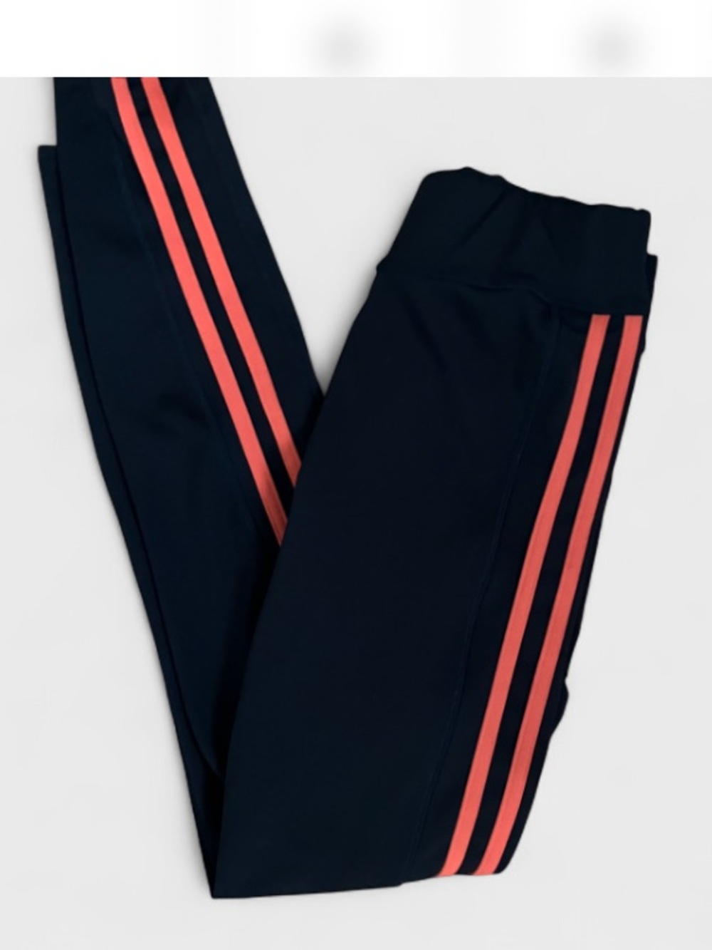 Pop Fit Women’s Black Leggings Orange Stripes Sz L